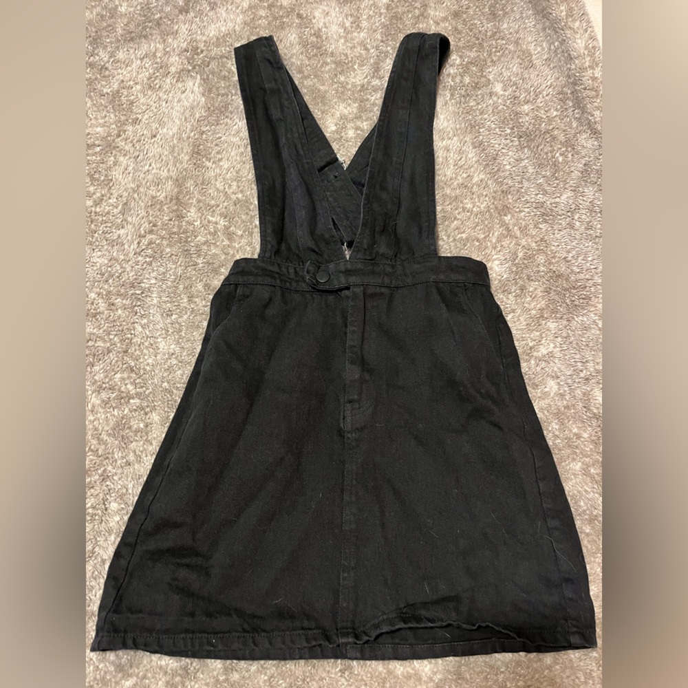 Le Lis- Black Denim Overall Dress Jumper Skirt